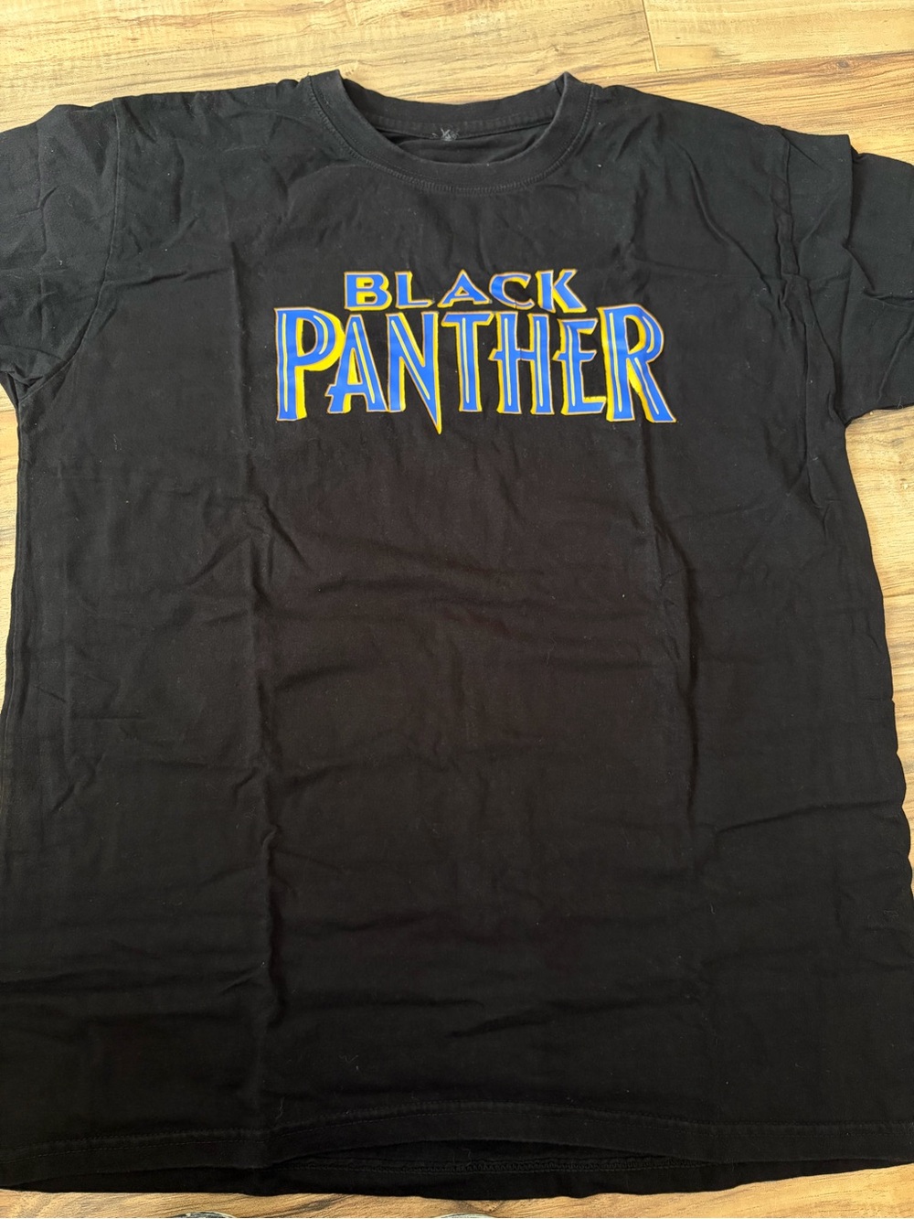 Jeetly Black 'Black Panther' Graphic Tee with Blue and Yellow Print
